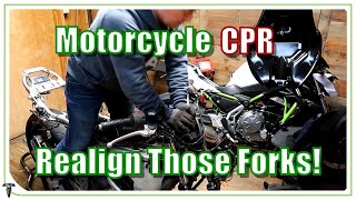 Motorcycle Fork Alignment and Replacing Brake Pads  Ninja 650 Ride Rehab ep5 [upl. by Anadroj964]