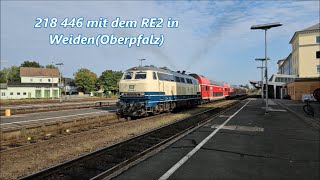 218 446 mit dem RE2 in WeidenOberpfalz [upl. by Forlini345]