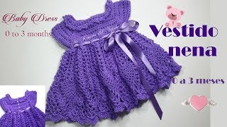 Elegante y hermoso vestido bebe a crochet ganchillo tutorial paso a paso [upl. by Pulchia690]