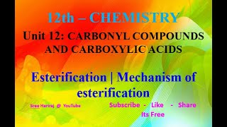 Esterification  Mechanism of esterification  in Tamil  12th Chemistry [upl. by Ahsitak692]