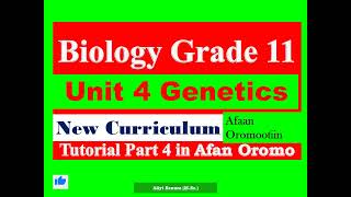 New Curriculum Biology Grade 11 Unit 4 Genetics Tutorial part 4 in Afan Oromo [upl. by Aural]