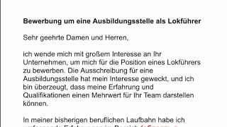 Как написать заявление на обучение в Германии на машинистa поезда🚆Bewerbung Ausbildug Lokführer [upl. by Niahs987]