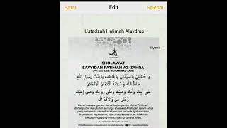 Sholawat Sayyidah Fatimah AzZahra [upl. by Airdnahs]