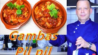 Gambas Al Pil Pil Knoblauch Scharf🌶️🍤 🍤 🍤 طبق القمرون أو الجمبري بصلصة حارة بالطماطم والثوم [upl. by Levenson]