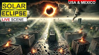 Solar Eclipse Scary Scene in USA amp Mexico  Live  Complete Lunar Eclipse 2024 [upl. by Nebe966]