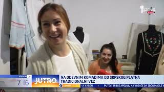 Prva TV  Sestre Milović iz Atenice vezu na platnu srpske motive jedan od ponela i Monika Beluči [upl. by Tiossem]