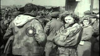 American soldiers rest after the battle at the Tangermunde bridge in Germany duriHD Stock Footage [upl. by Tatianas]