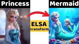 Elsa Transforms into a Mermaid Swimming Freely in the Sea [upl. by Vilhelmina642]