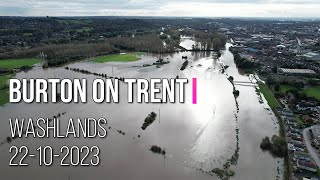 Burton On Trent  Washlands flood  22102023  Mavic Air2s  FULL HD [upl. by Akinna]