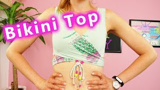 DIY BIKINI Oberteil selber machen ohne häkeln ohne nähen  diy bikini top no sew aus alt mach neu [upl. by Yvonne]