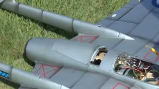 HobbyKing De Havilland Vampire TURBINE conversion with landing tumble [upl. by Etteloc]