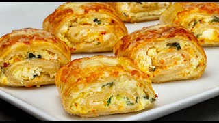 3 steps and the appetizer is ready Puff pastry rolls with cream cheese for any event [upl. by Isaac]