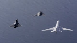 Neuron UCAV flying in formation with Rafale Falcon 7X [upl. by Anafetse688]