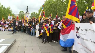 Demonstrators gather in Paris against Chinese Xi Jinpings visit  AFP [upl. by Meit]