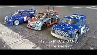 Tamiya M07 and M05 Minis car park race [upl. by Assilav398]