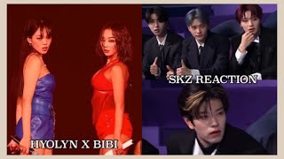 Stray Kids reaction to Hyolyn x Bibi MAMA 2022 performance [upl. by Eema]