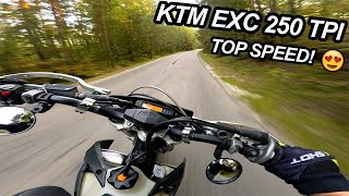 KTM EXC 250 TPI SUPERMOTO  TOP SPEED RAW 4K [upl. by Rikahs]