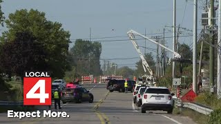 Powell Road in Macomb County closed after DTE worker is killed by live wire [upl. by Yenohtna831]