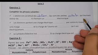 série dexercices 2préparation au contrôle les atomes et les ions 3AC BIOF [upl. by Newol]