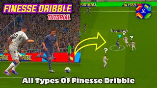 eFootball 2025 Mobile Finesse Dribble Tutorial • All Types of Finesse Dribble [upl. by Maze]