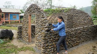 TIMELAPSE START to FINISH Alone Building Stone House  BUILD LOG CABIN with many stone [upl. by Atal19]