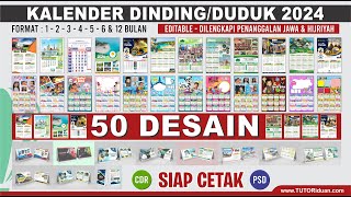 Kumpulan Kalender Dinding dan Duduk 2024 Editable Masehi Jawa Hijriah Siap CETAK CDR PSD Calendar [upl. by Ahsuoj]