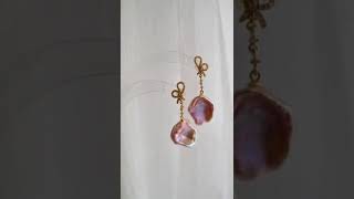 Large Petal Baroque Pearls 925 Sterling Silver Vermeil Gold Earrings [upl. by Newbold]