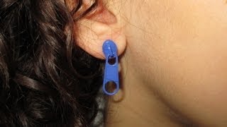 ❤ DIY TUTO BOUCLES D OREILLES ZIP ZIPPER BIJOUX ZIP  MAKE TO ZIPPER JEWELRY [upl. by Yenaiv873]