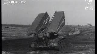 Bridgelaying tank demonstrated 1945 [upl. by Madriene3]