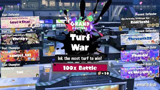 Splatoon 3 Grand Festival  Past vs Present vs Future 100x Battle [upl. by Ahcatan]