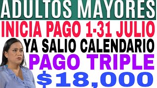 📅HAY CALENDARIO 📅 PAGO🌟 PENSIÓN TRIPLE 🎉18000 ADULTOS MAYORES 🥊 TARJETA BIENESTAR 🔥JULIO ABCD [upl. by Normalie]