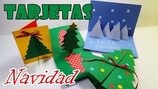 HAZ TARJETAS DE NAVIDAD FÁCILES  4 ideas DIY  EASY CHRISTMAS CARDS [upl. by Ulda]