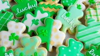 How To Decorate Lucky Shamrock Cookies For Saint Patricks Day [upl. by Atsira]