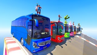 LEARN COLOR BIG BUSES with Superheroes Fun Cartoon for kids and babies [upl. by Nnylyrehc648]