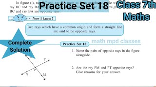 Practice Set 18 Class 7th Maths  L 4 Angles and Pairs of Angles  Std 7th maths [upl. by Lupiv454]