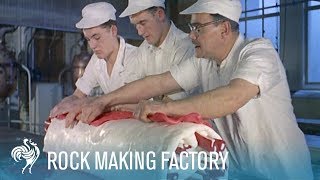 London Rock Making Candy Factory 1957  British Pathé [upl. by Ekalb]