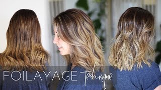 Foilayage Hair Technique  How to Balayage Brunette Hair Easy Tutorial [upl. by Esilana680]