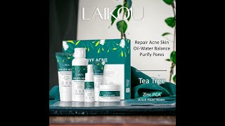 Laikou Tea Tree Bye Bye Acne Skincare Set – 5pcs  Best Acne Care Set  Review [upl. by Volney]