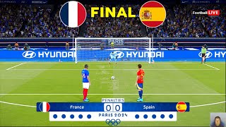 FRANCE vs SPAIN  Penalty Shootout  FINAL Olympic Games PARIS 2024  Realistic PES Gameplay [upl. by Juster]