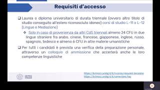 Lingue Moderne per la Comunicazione e la Cooperazione Internazionale  Presentazione magistrale [upl. by Eimrots549]