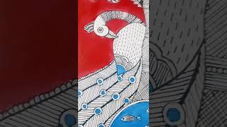 Peacock Madhubani Painting 🦚💙❤️shortsartvideoviral [upl. by Acemat]