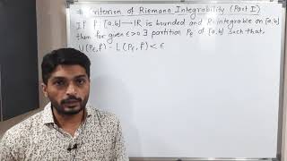 Riemann Integration  Lecture 18  Criterion of Riemann Integrability Part I [upl. by Amity]