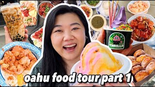 What to Eat in HAWAII Oahu Food Tour Part 1 [upl. by Nosremaj]