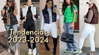 MODA OTOÑO INVIERNO 20232024OUTFIS DE MODA CON CHALECO 💚🤎 chalecos PUFFER ideas de inspiración [upl. by Gunning404]