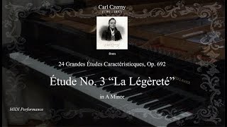 Carl Czerny Étude Op 692 No3 “La Légèreté” in A Minor 24 Grandes Études Caractéristicques [upl. by Rooke]