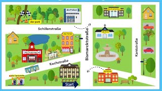 Wegbeschreibung directions Deutsch lernen  lernen German Easily A1A2 [upl. by Aksoyn]