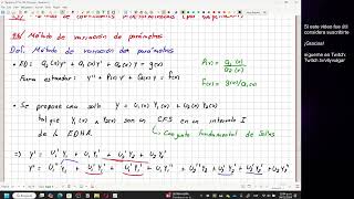 EDOCM  46p2 Metodo de variacion de parametros Wronskiano [upl. by Martz]