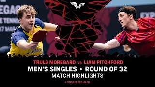 Truls Moregard vs Liam Pitchford  MS R32  Singapore Smash 2024 [upl. by Alleoj]