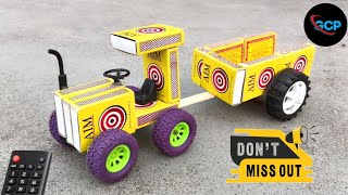 Diy how to make matchbox tractor at home  mini tractor trolley toys 🚜 [upl. by Bounds412]