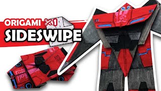 How to make a Transforming AUTOBOT SIDESWIPE Origami Transformer [upl. by Fayola]